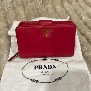Prada Saffiano Pink Leather Wallet